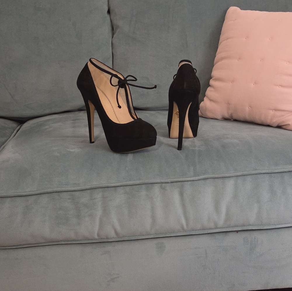 Charlotte Olympia Black Heels Size 37.5 Like new condition